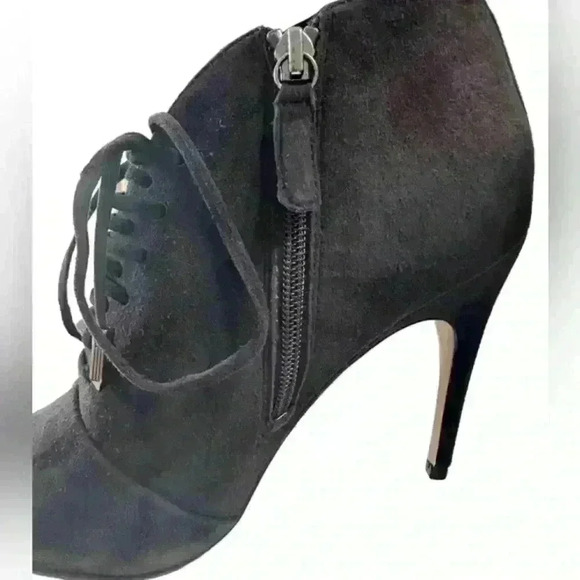 Reiss Suede Lace Up Boots Black Size 7.5 US,‎ 38 EU Heel 4” Booties with Box - Picture 8 of 16